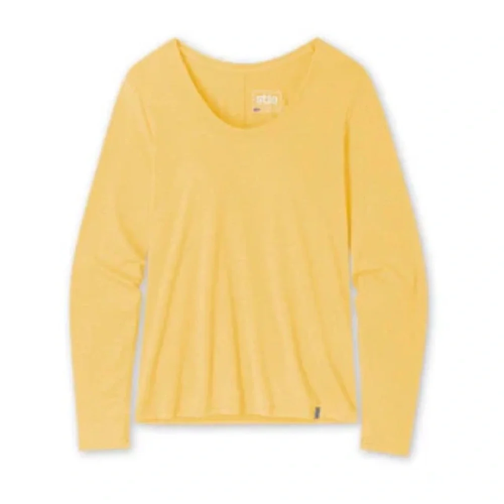 Set of TWO Stio Divide Scoop Neck Long Sleeve Tee, Yellow and Leaf Green, Medium - Picture 2 of 14